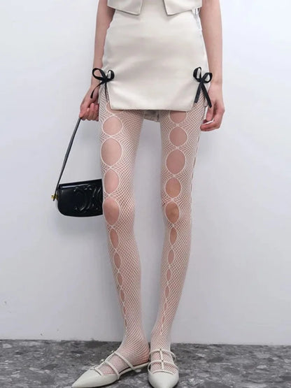 Floral Fishnet Tights for Women – Ripped Pattern Pantyhose