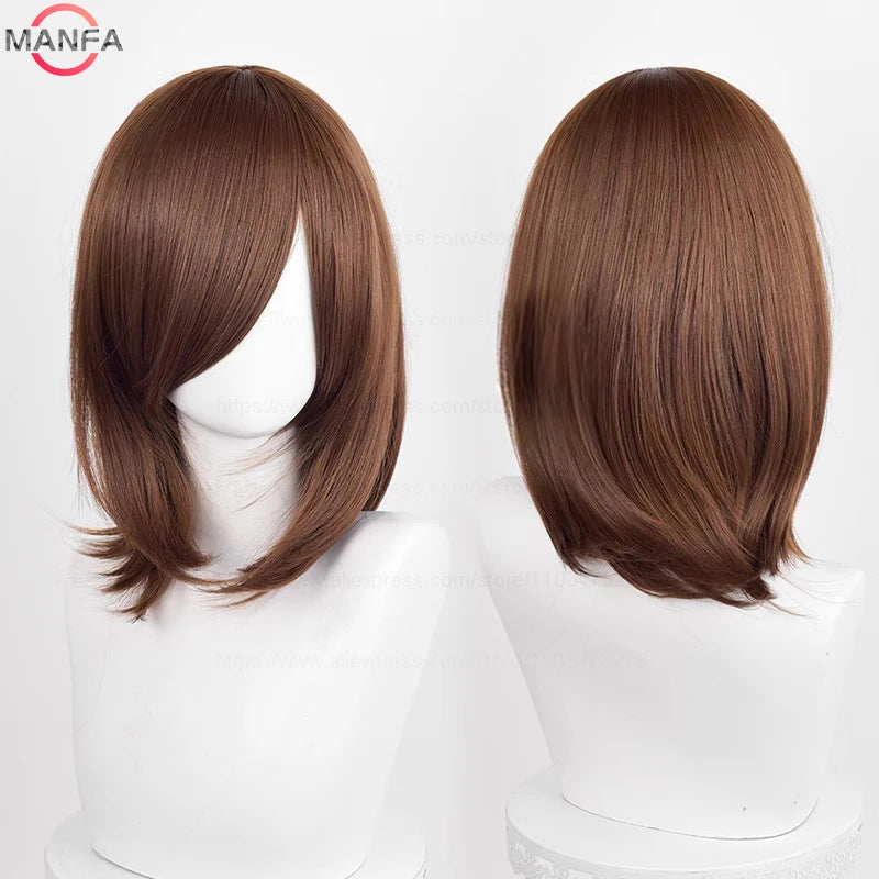 40cm Medium Basic Anime Cosplay Wig Bang Blond  Black White Red Pink Green Brown Gold Blue Heat Resistant Synthetic Hair Wigs