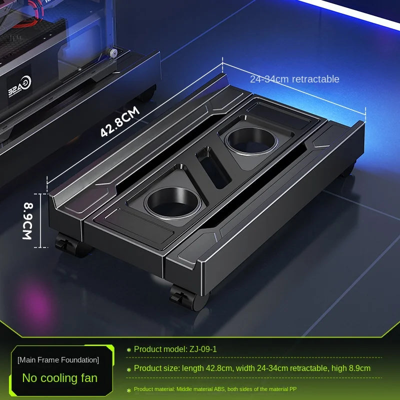 Adjustable CPU Holder Stand with Cooling Fan Mobile PC Tower Stand