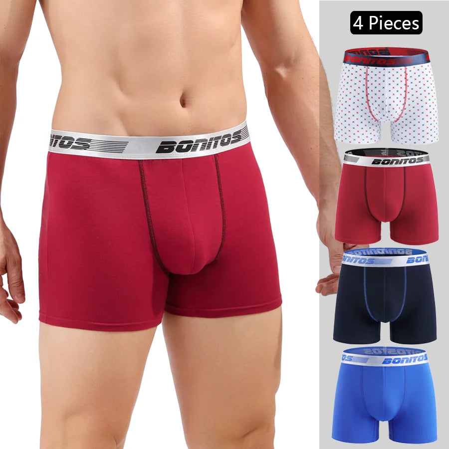 Men’s Cotton Boxer Shorts – Soft 4-Piece Underwear Set