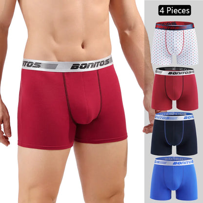 Men’s Cotton Boxer Shorts – Soft 4-Piece Underwear Set
