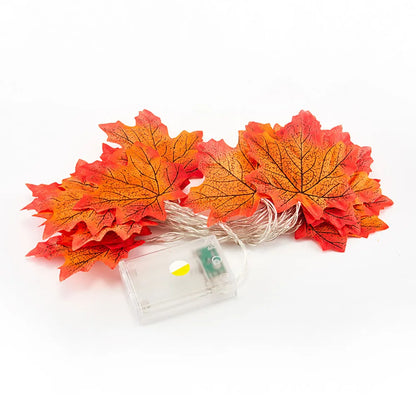 2/3/6M Halloween LED Lights String,Artificial Maple Leaf Lantern Garland,Halloween Christmas Thanksgiving Day Home Decorations