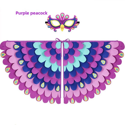 Cute Felt Cloth Halloween Cloak with Mask Bird Wings Owl Halloween Children Costume Robe Cosplay Cape Mask Set Costume Ball
