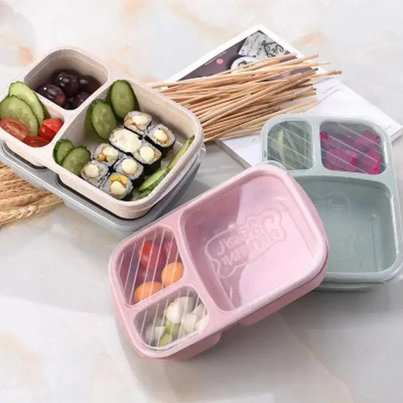 Wheat Straw Lunch Box – 3-Grid Microwave Food Storage Container