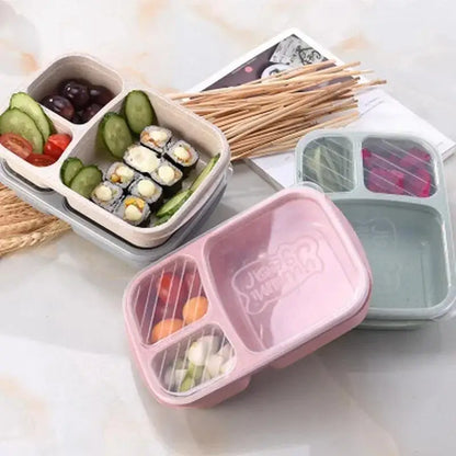 Wheat Straw Lunch Box – 3-Grid Microwave Food Storage Container