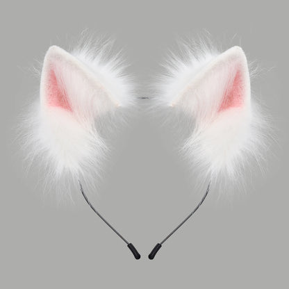 Handmade Faux Fur Animal Ears Headband Furry Cat Fox Ear Hairhoop Headwear Costume Accessory for Cosplay Masquerade