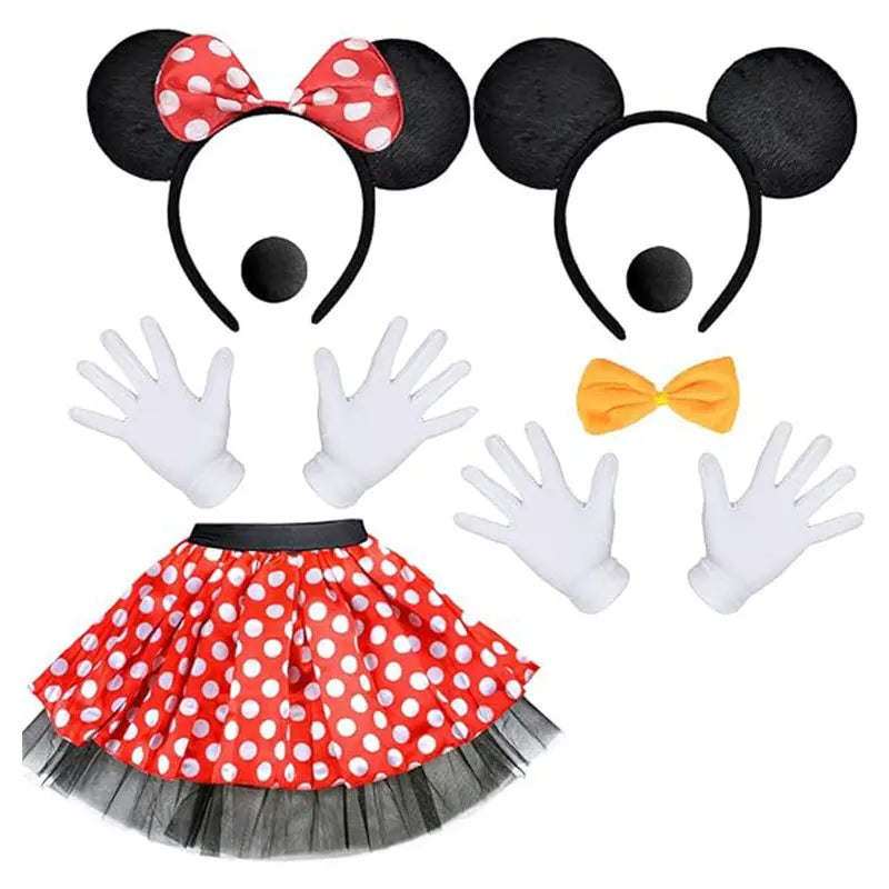 Polka Dots Tutu with Mouse Ears Headband Girls Halloween Costume Birthday Dress Up Accessories nose headpiece skirt vestidos