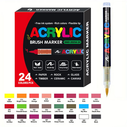 Acrylic Paint Markers – Brush Tip Pens for Wood, Rock & Canvas