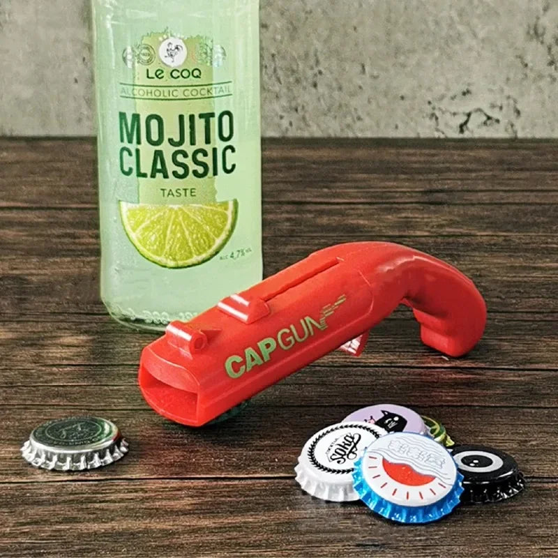Portable Bottle Opener with Cap Launcher for Parties & Bar