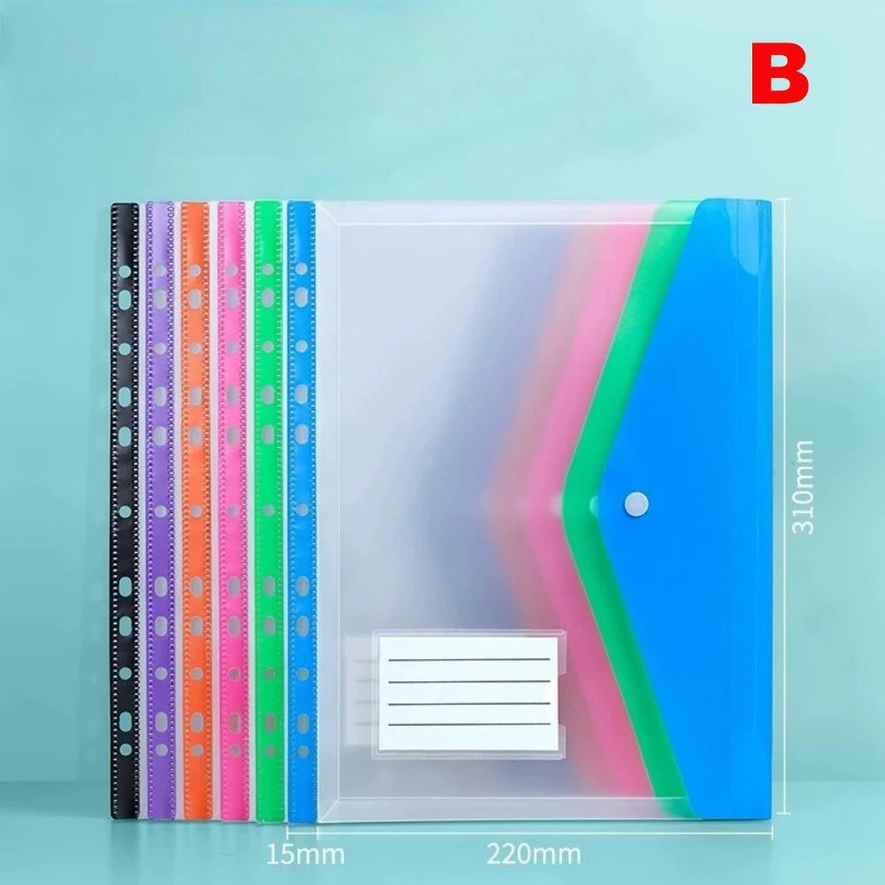 A4 File Folder – Plastic Envelope Pockets with Adhesive Snaps & Holes