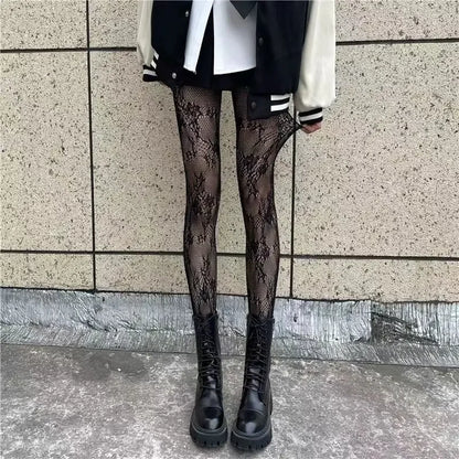 Gothic Spider Web Tights – Retro Mesh Hosiery