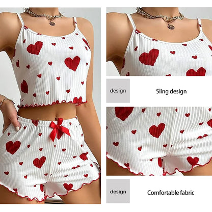 Women’s Pajama Set – 2 Piece Tank Top & Shorts Sleepwear