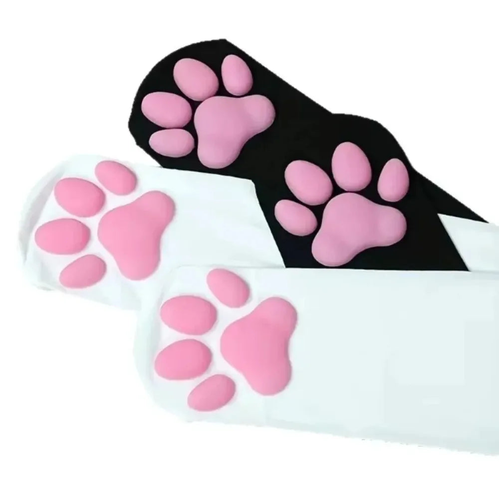 Cat Paw Thigh High Socks – Cozy Knit Socks for Women