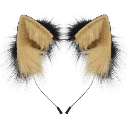 Handmade Faux Fur Animal Ears Headband Furry Cat Fox Ear Hairhoop Headwear Costume Accessory for Cosplay Masquerade