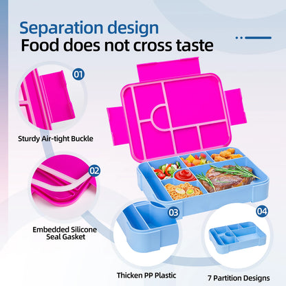 Kids Lunch Box, Divided Bento Box, Leakproof Microwave Food Container