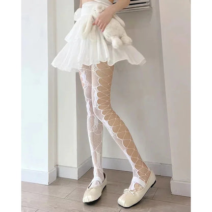 Women's Fishnet Stockings – Floral Pattern High Waist Tights