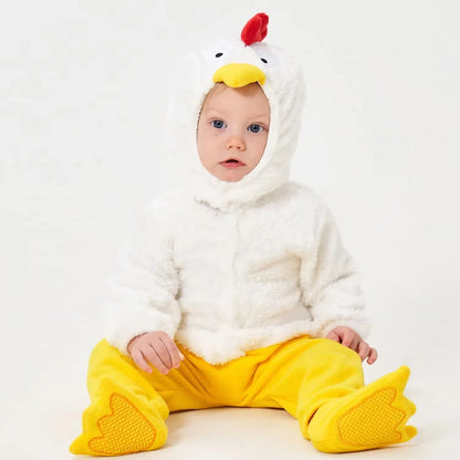 Baby Cluckin Chick Costume for Boys Girls Infant Fleece Rompers Jumpsuit with Shoes Halloween Easter Fancy Dress 6M 12M 18M