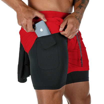 Men's Running Shorts 2-in-1 Quick Dry Gym Workout Sports Shorts