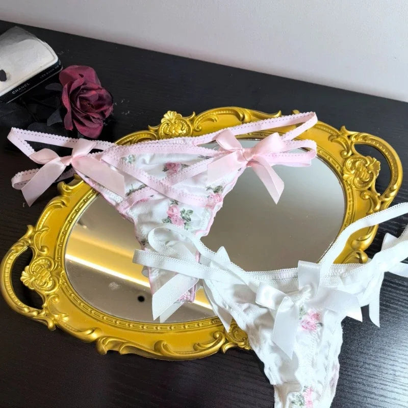 Women’s Satin Underwear – Floral Print Low Rise Panties
