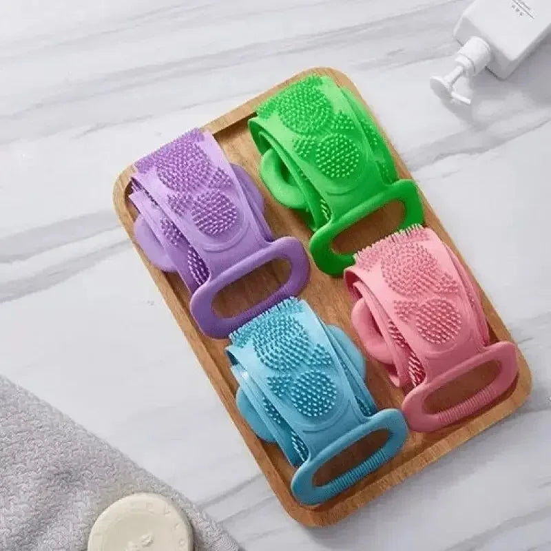 Silicone Back Scrubber Shower Belt Body Exfoliating Brush