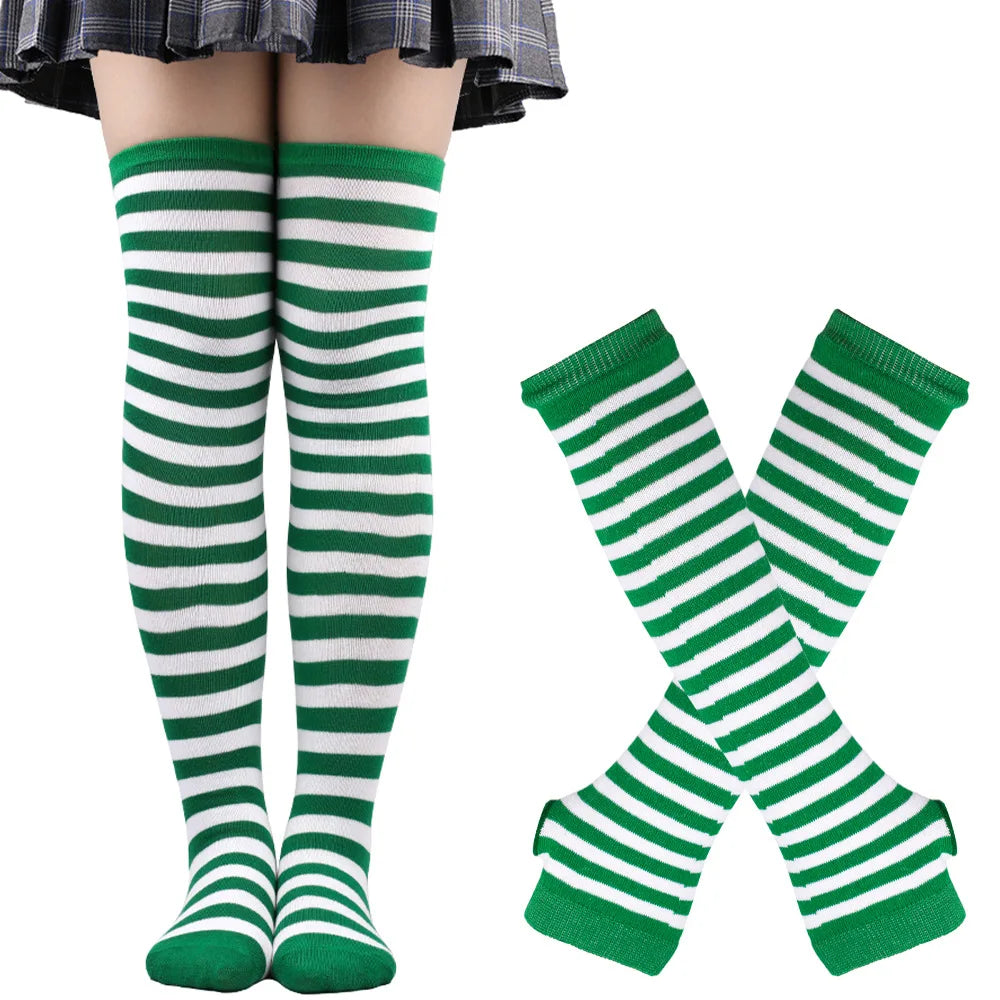 Over Knee Socks – Women’s Striped Thigh High Cotton Blend Socks