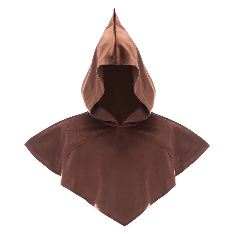 Cos Gift Medieval Costume Hooded Cape Wizard Short Cloak Halloween Costumes for Women Men Undead Cosplay Coat Unisex Adult Props