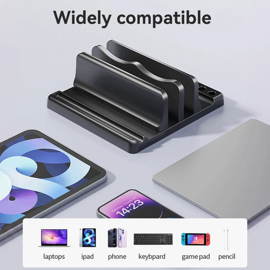 Vertical Laptop Stand – Adjustable Plastic Desktop Holder