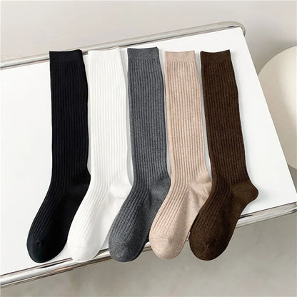 Women’s Knee High Socks – Cotton Preppy Casual Style