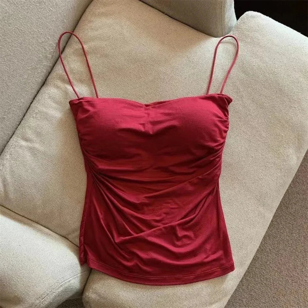 Women’s Sleeveless Tank Top – Stretch Solid Color Crop Top