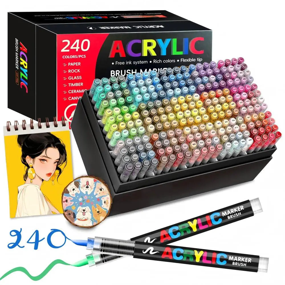 Acrylic Paint Markers – Brush Tip Pens for Wood, Rock & Canvas