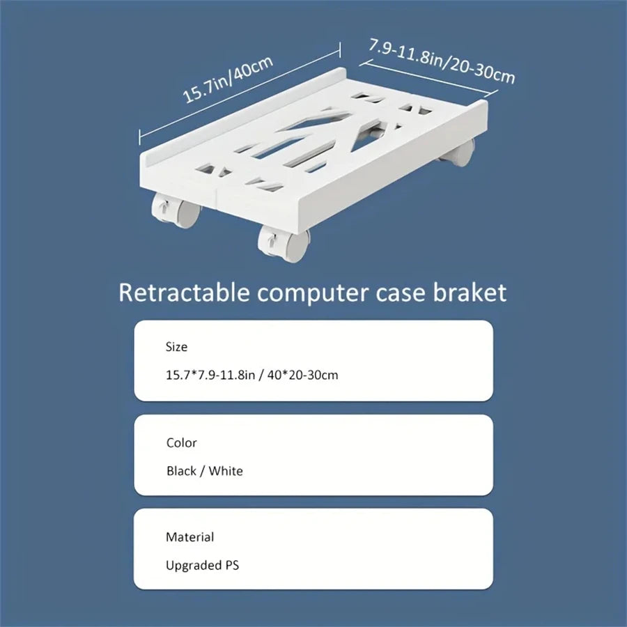 Adjustable CPU Tower Stand with Wheels – Mobile Computer Holder