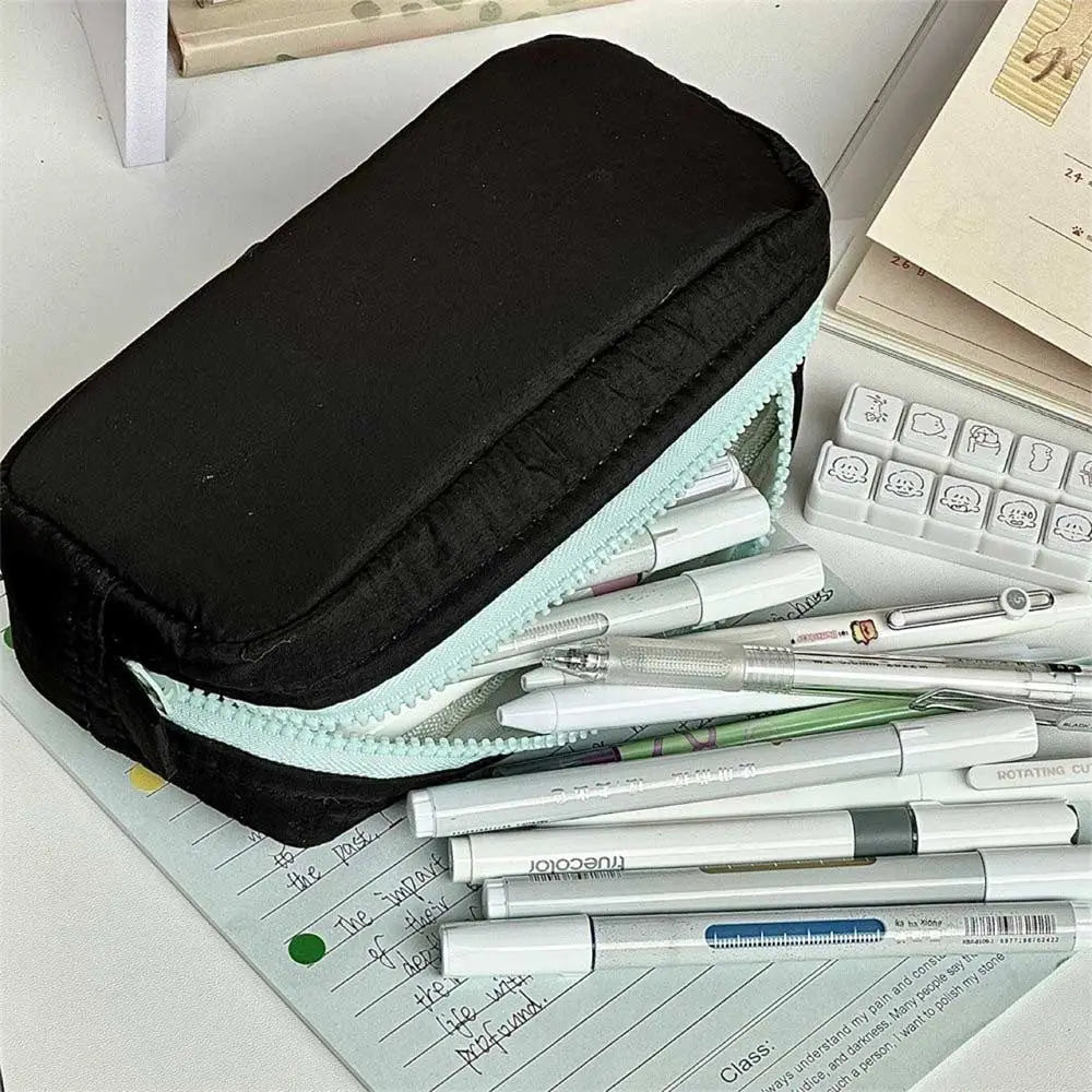 Large Pencil Case Zipper Pen Bag Portable Stationery Pouch for School
