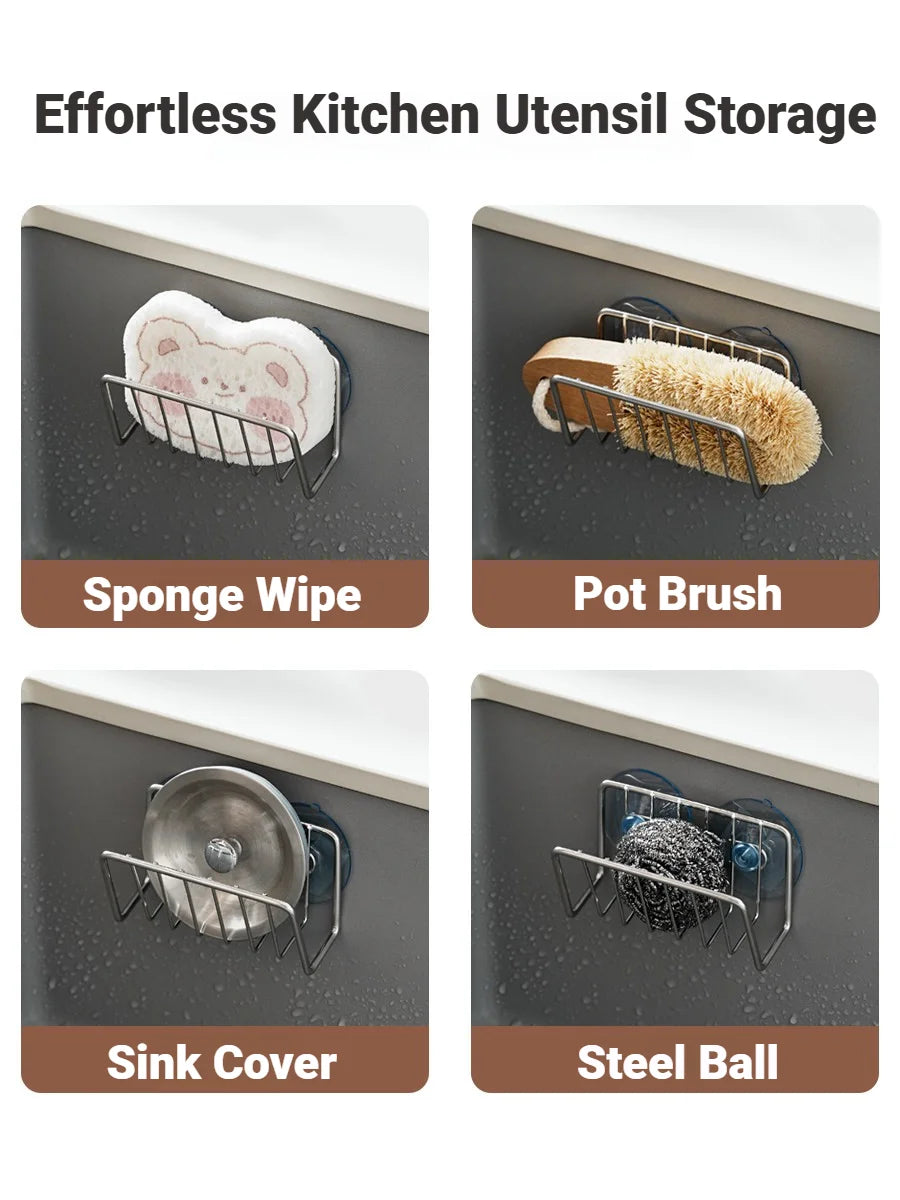 Stainless Steel Sponge Holder Suction Cup Sink Caddy