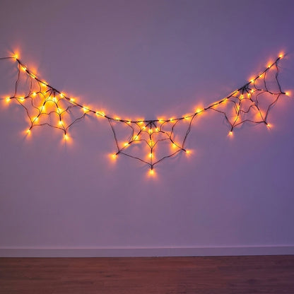 Halloween LED String Light Spider Web Ghost Festival Atmosphere Light for Haunted House Party Decoration Colorful Lighting