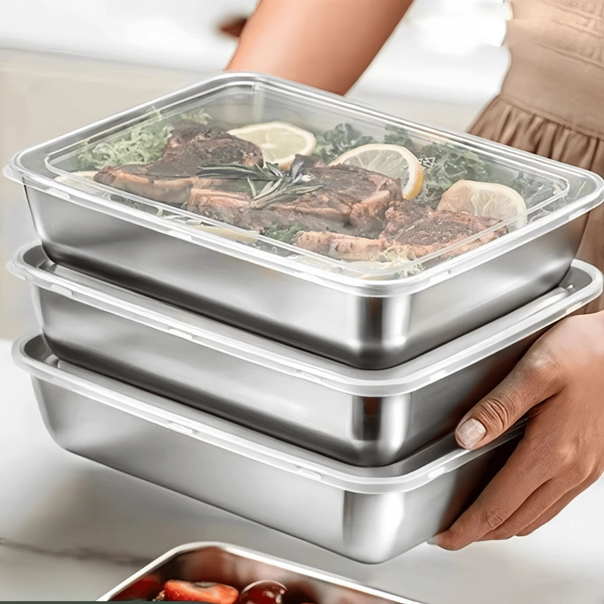 Stainless Steel Food Container with Lid – Sealed Lunch Box