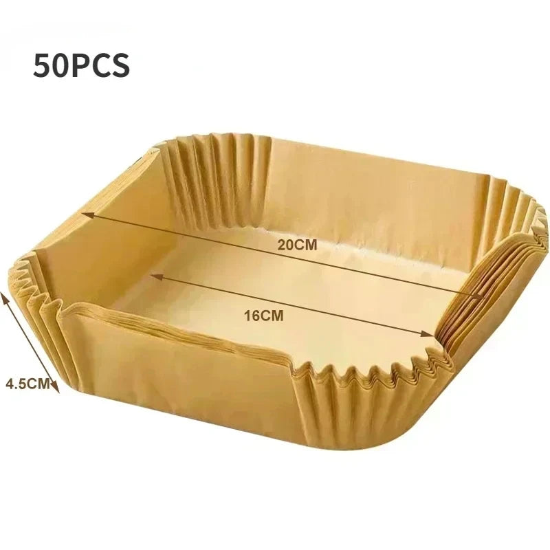 Air Fryer Paper Liners – 50 Pack Square Baking Parchment