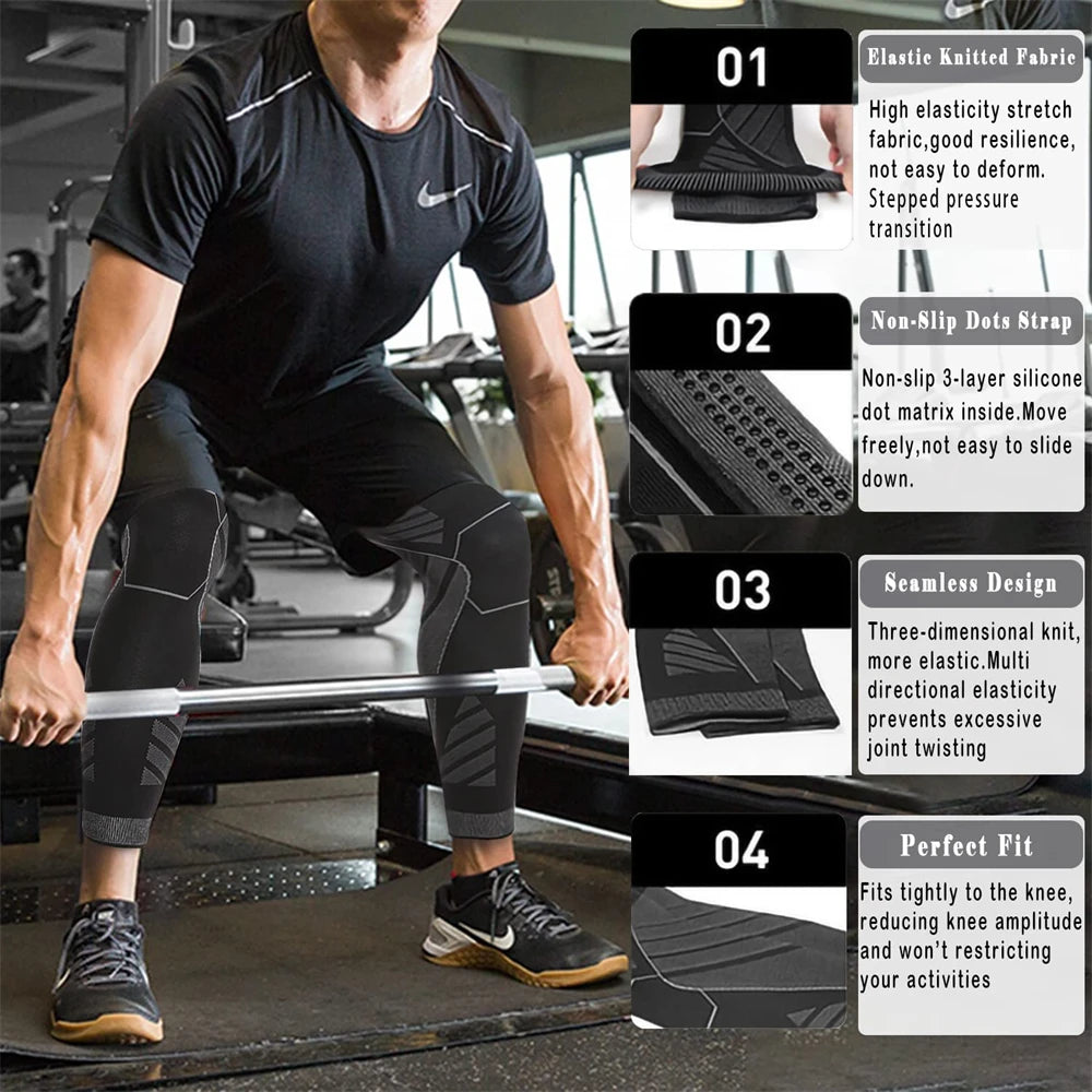 Full Leg Compression Sleeve with Knee Support for Sports & Training