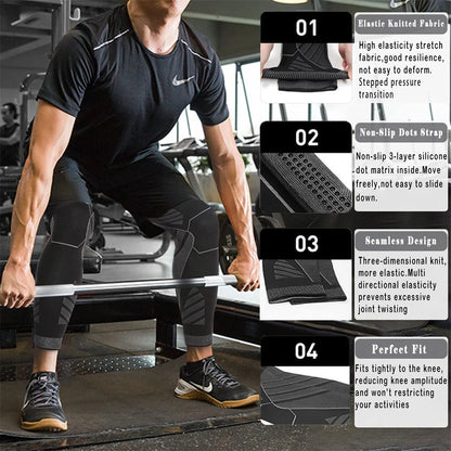 Full Leg Compression Sleeve with Knee Support for Sports & Training