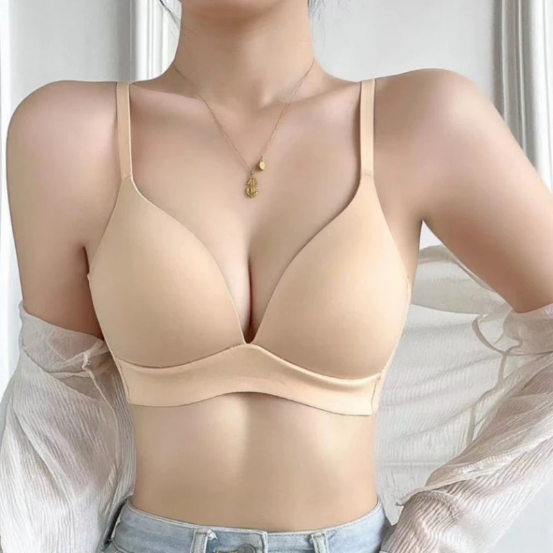 Women's Seamless Push-Up Bra – Deep V Wireless Padded Design