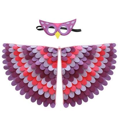 Cute Felt Cloth Halloween Cloak with Mask Bird Wings Owl Halloween Children Costume Robe Cosplay Cape Mask Set Costume Ball