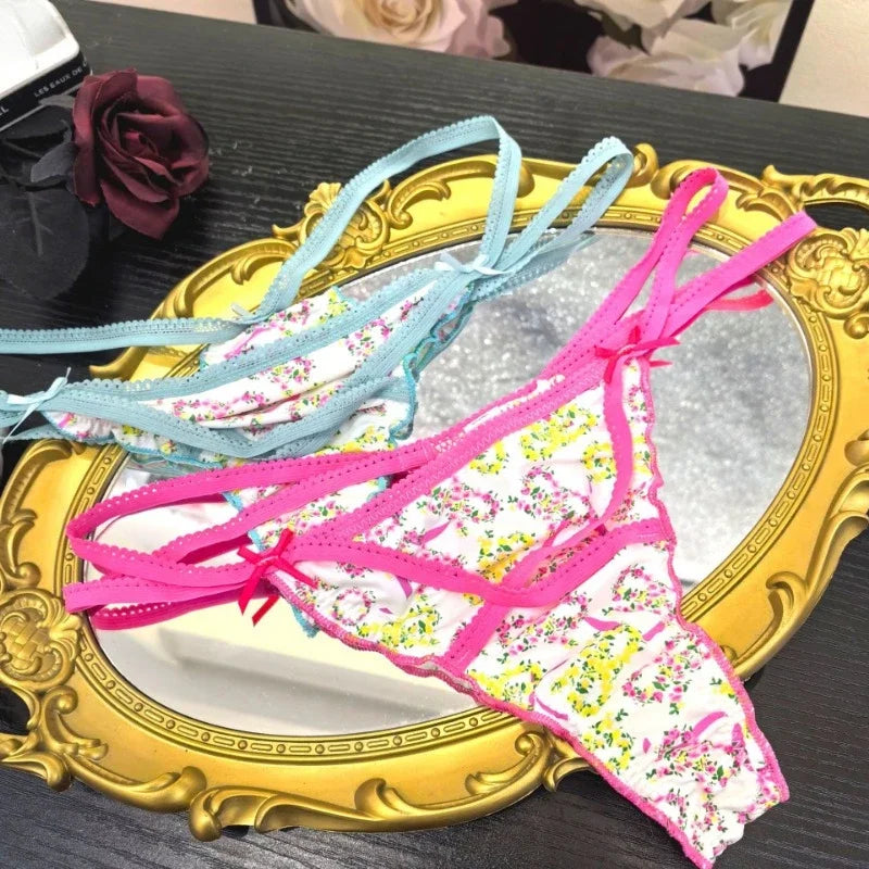 Women’s Satin Underwear – Floral Print Low Rise Panties