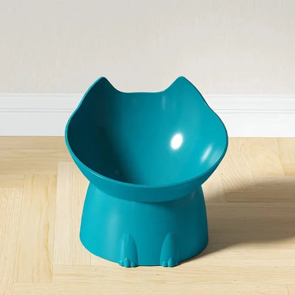 Elevated Cat Bowl Raised Plastic Feeding Dish with Tilted Edge