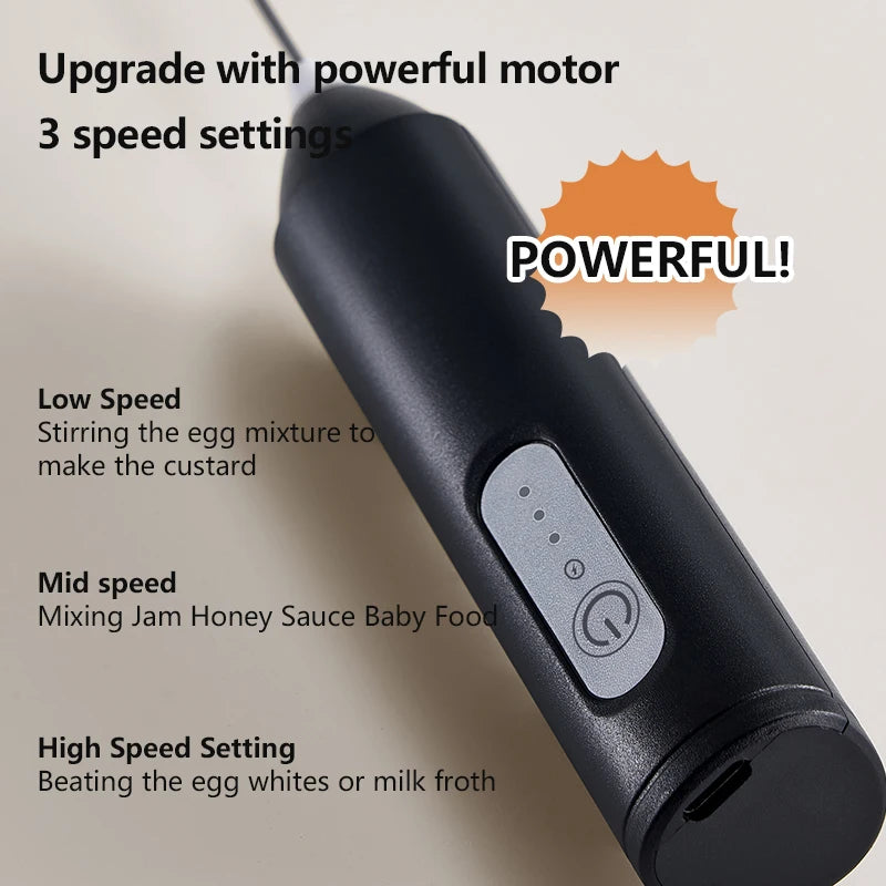Mini Milk Frother – USB Rechargeable 3-Speed Coffee Whisk