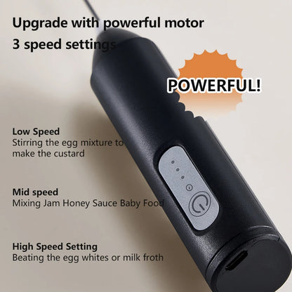 Mini Milk Frother – USB Rechargeable 3-Speed Coffee Whisk