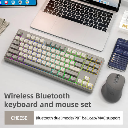 Wireless Gaming Keyboard 87 Key Bluetooth RGB Keyboard with Mouse