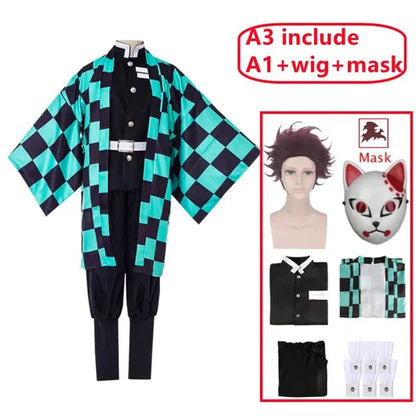 Anime Kamado Tanjirou Cosplay Costume Halloween Cosplay Cartoon Costume For Adult Gifts
