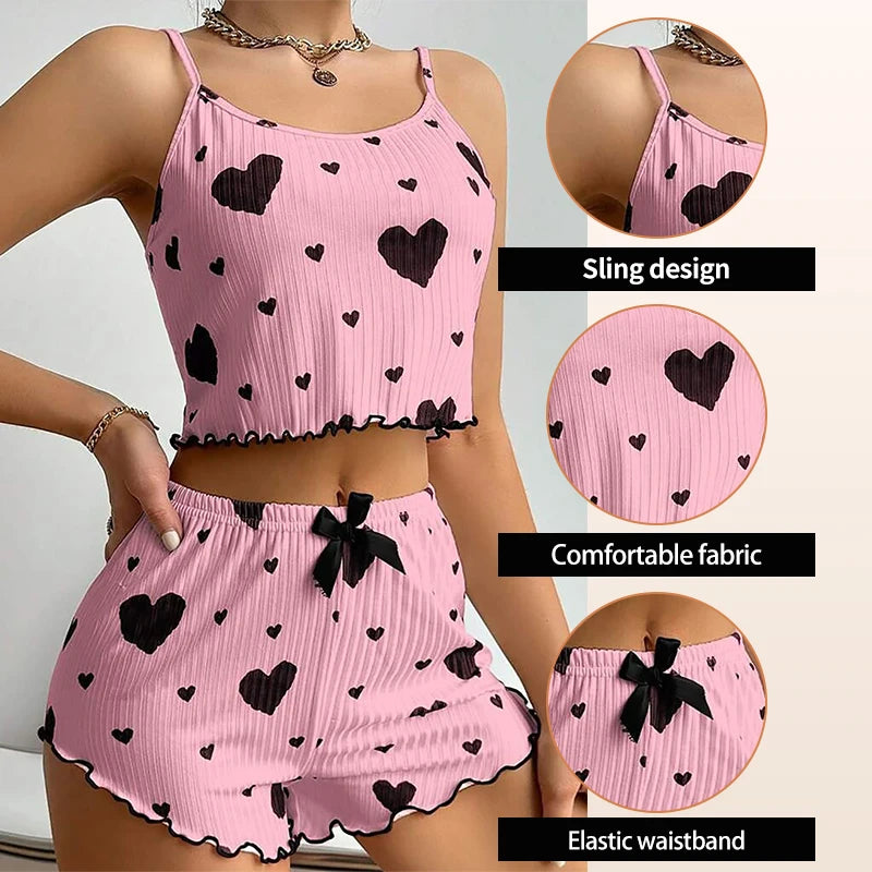 Women’s Pajama Set – 2 Piece Tank Top & Shorts Sleepwear