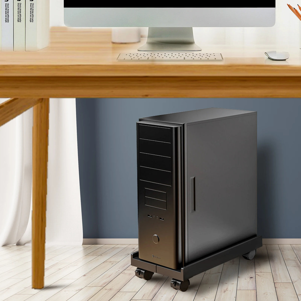 Adjustable CPU Tower Stand with Wheels – Mobile Computer Holder