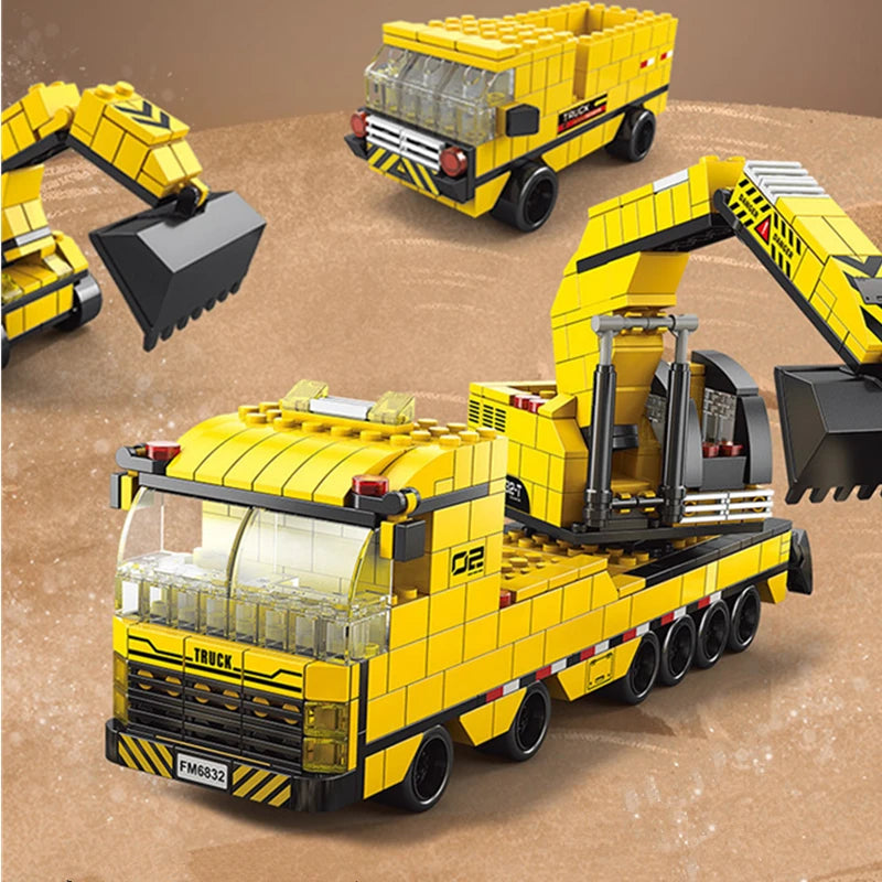 Construction Vehicle Building Set – 6-in-1 Engineering Truck Blocks
