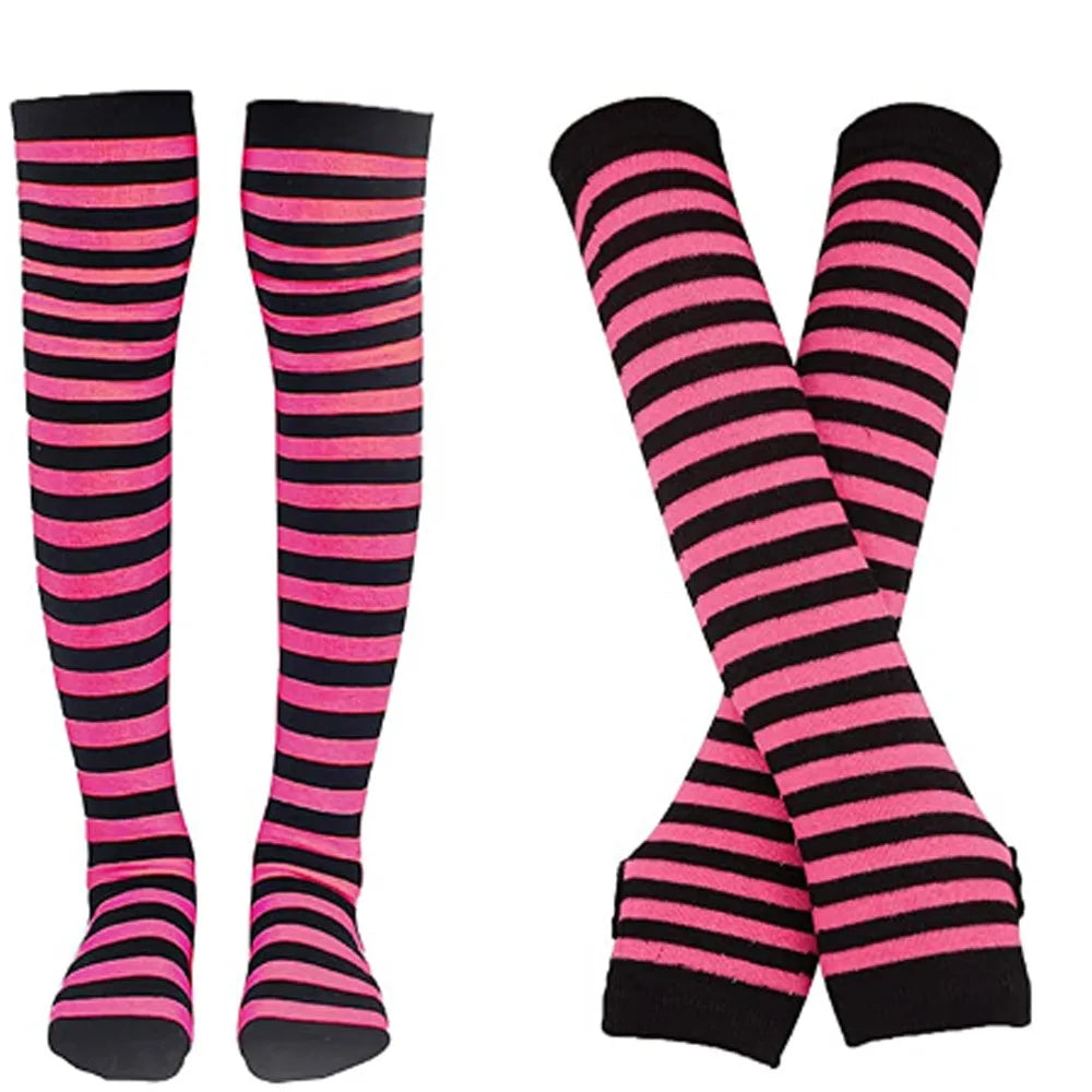 Over Knee Socks – Women’s Striped Thigh High Cotton Blend Socks